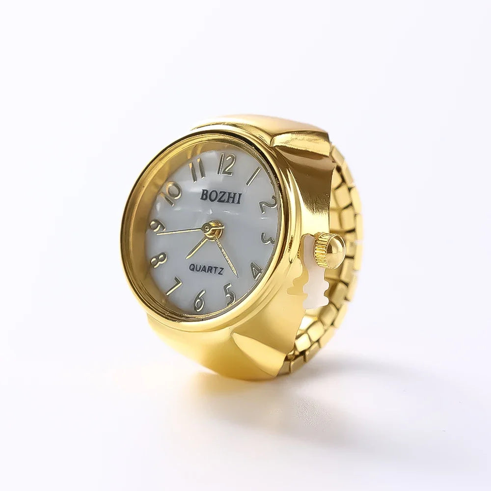 Vintage Punk Finger Watch Mini Elastic Strap Alloy Watches Couple Rings Jewelry Clock Retro Roman Quartz Watch Rings Women Me