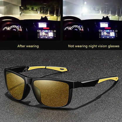 Fashion Vintage Square Frame Unisex Night Vision Glasses Reduce Visual Fatigue Lenses Anti-Glare Anti-Reflective Eyewear