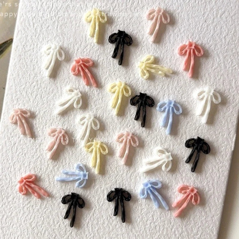 French Ribbons Colorful Resin Cute Bowknot Charm Leopard Print Bow Tie Nail Art Decorations Manicure Tools Accessories Wholes