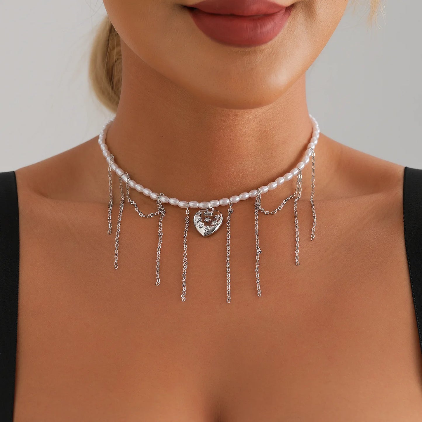 LATS Versatile Beaded Tassels Necklace Adjustable Length Neckchain for Party Wear Fashion Jewelry Accessories Gift - 77903