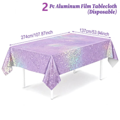 Purple Laser Disposale Tablecloth Happy Birthday Party Decoration Wedding Party Aluminum Film Table Cover Baby Shower Supplie