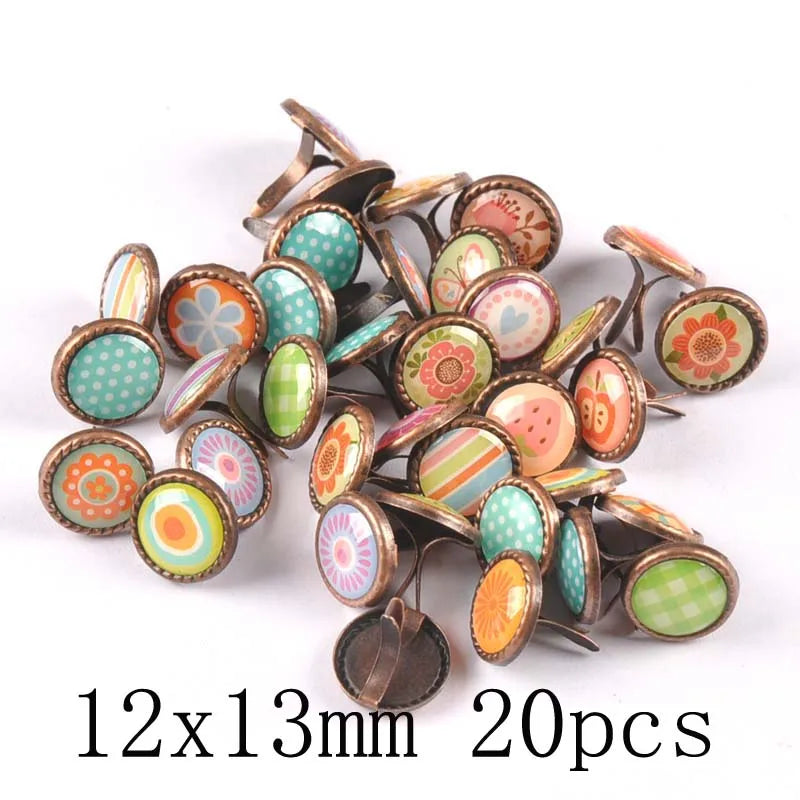 mix vintage Diy Brads Scrapbooking Embellishment Fastener Brad Metal Crafts Decoration CP2583 - 12x13mm 20pcs