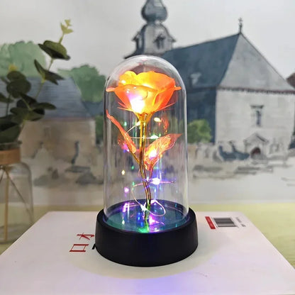 Artificial Rose Flowers Valentines Day Gift for Girlfriend Eternal Rose LED Light Foil Flower Wedding Decor Christmas Gifts -