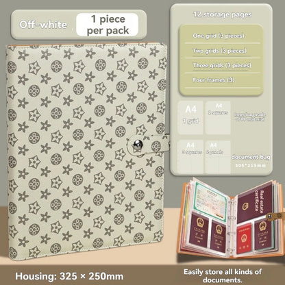 1PC Household ID Storage Book A4 Thickened Pattern ID Storage Bag Cat Eye Buckle Card Bag Storage Book Document Storage Book
