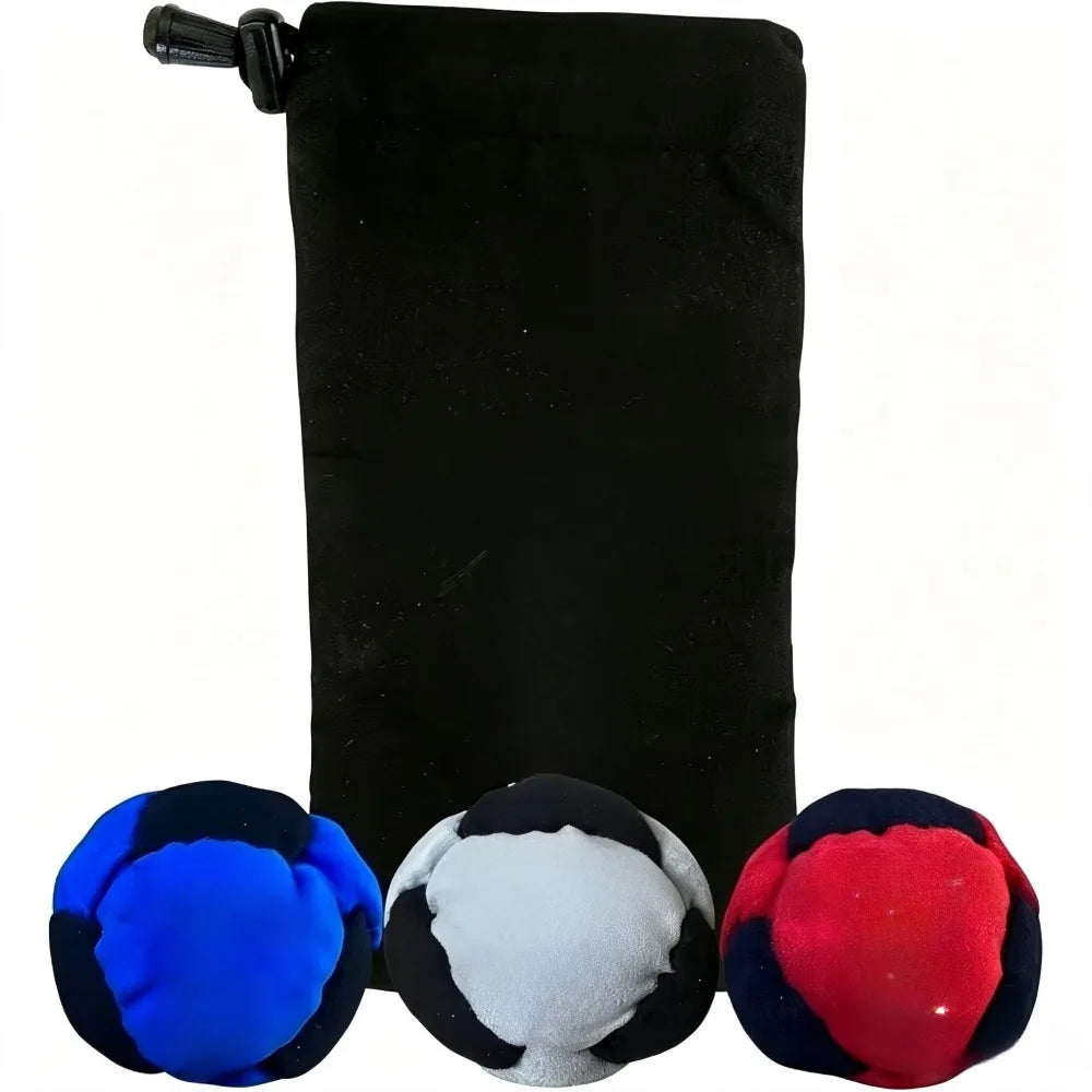 Classic Footbag Hacky Sack 3-Pack with Carry Pouch,Sand-Filled 8-Panel Synthetic Suede Footbag Set for Beginners &Player