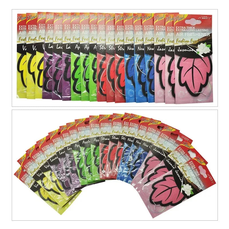 3-60pcs Car Air Freshener Natural Scented Tea Paper Auto Hanging Vanilla Perfume Fragrance Leaf Shape Car Accessories Interio