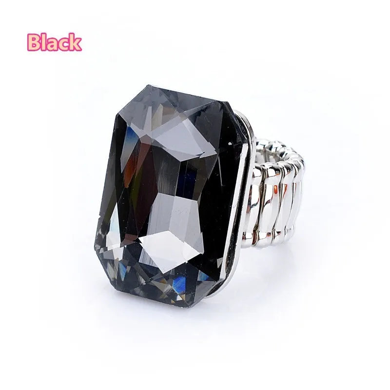 Personality Elegant Big Ring for Women 7 Colors Big Resin Stone Fashion Elastic Stretch Finger Rings Jewelry Christmaswholesa