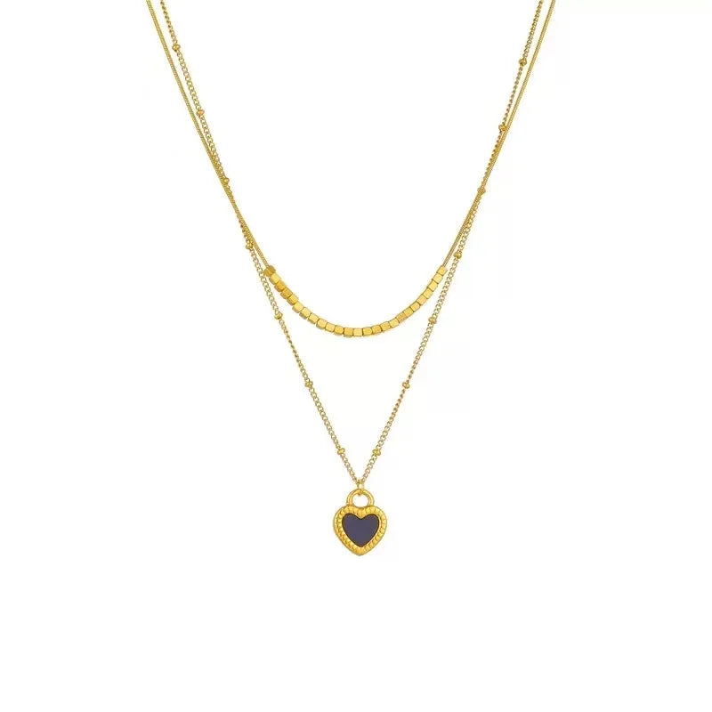 Stainless Steel Heart-shaped Pendant Necklace Metal Waterproof Jewelry For Women - C105