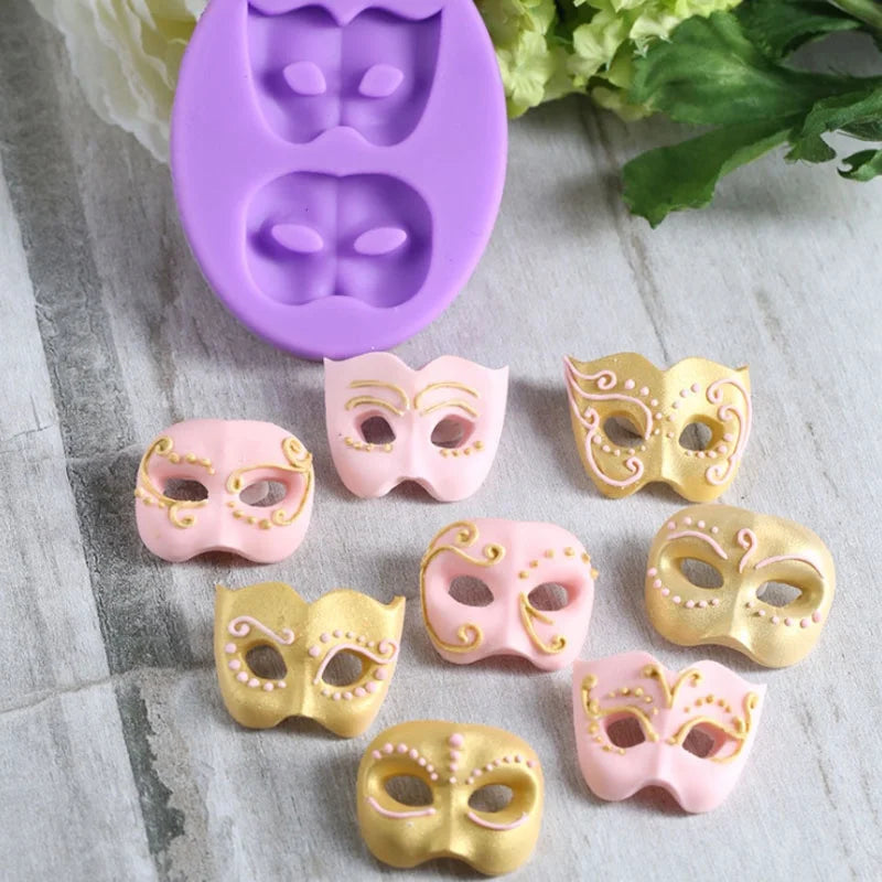 DIY Sugarcraft Mask Silicone Mold Fondant Mould Cake Decorating Tools Chocolate Gumpaste Molds Cupcake Baking Tools