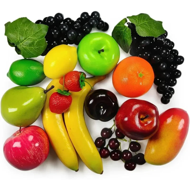 Set of Fake Fruits for Home Decoration, Fruit Model for Party Decoration, Fruit, Strawberry, Mango, Bananas, 20 Pieces/Set