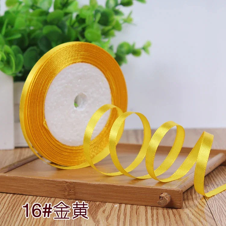 New (25 Yards/lot) 1/4''6mm Single Face Silk Satin Ribbon Wedding Decorative Ribbons Christmas Gift Wrap DIY Handmade Materia