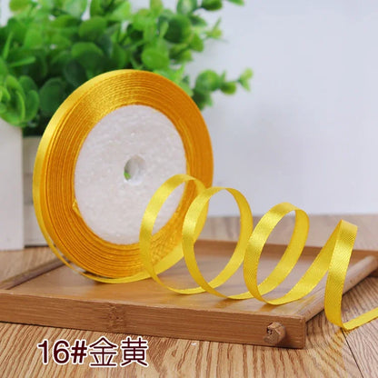 New (25 Yards/lot) 1/4''6mm Single Face Silk Satin Ribbon Wedding Decorative Ribbons Christmas Gift Wrap DIY Handmade Materia