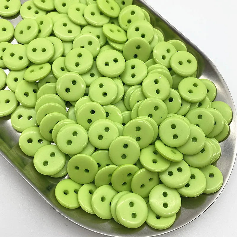 50pcs 11.5mm Colours Double Eye Bread Button Round Resin Sewing Buttons Diy Scrapbooking Multicolour - 06