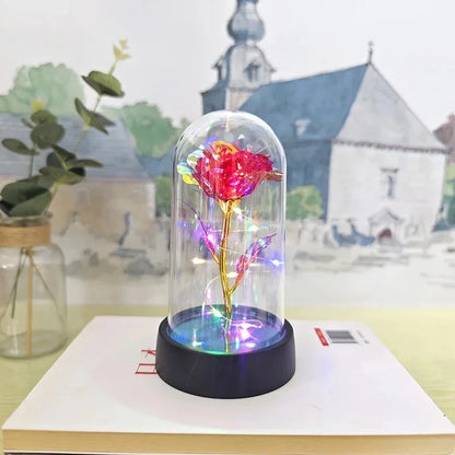 Artificial Rose Flowers Valentines Day Gift for Girlfriend Eternal Rose LED Light Foil Flower Wedding Decor Christmas Gifts -