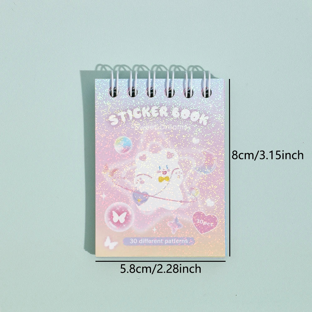 30 Sheets Cute Colorful Fantasy Paper Scrapbooking Stickers Book 30 Different Patterns DIY Decorative Aesthetic Journal Stick