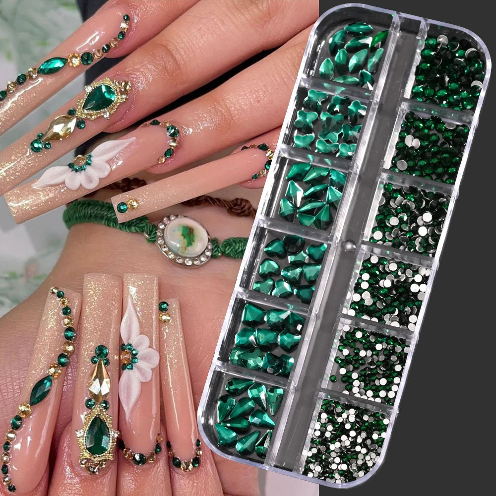 100/50cm Long Luxury Crystal Chain Nail Charms 1.5/2mm Shinying Clear/AB Diamond Nail Art Metal Steel French Manicure Crystal