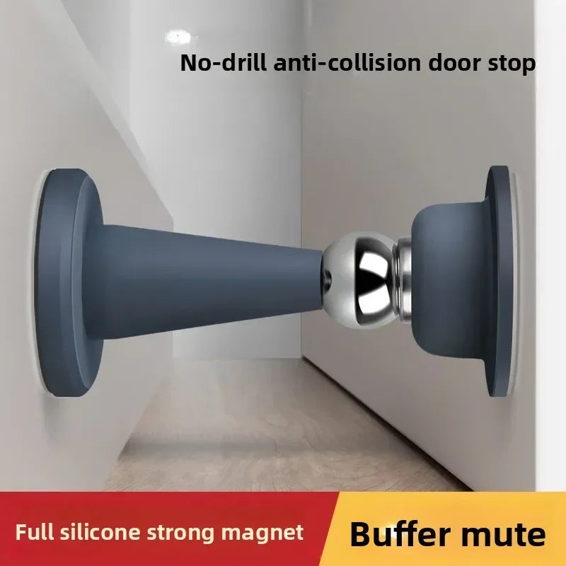 No-Drill Door Stopper for Room Bedroom Door Fixed Wall Protection Anti-Collision Household Silicone Strong Suction Floor Stop