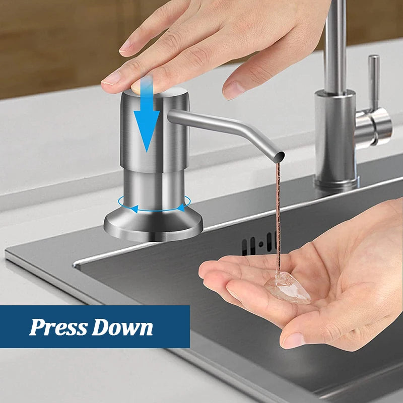 Stainless Steel Soap Dispenser Extension Tube Kit Kitchen Sink Liquid Soap Dispenser Bathroom Lotion Detergent Hand Press Pum