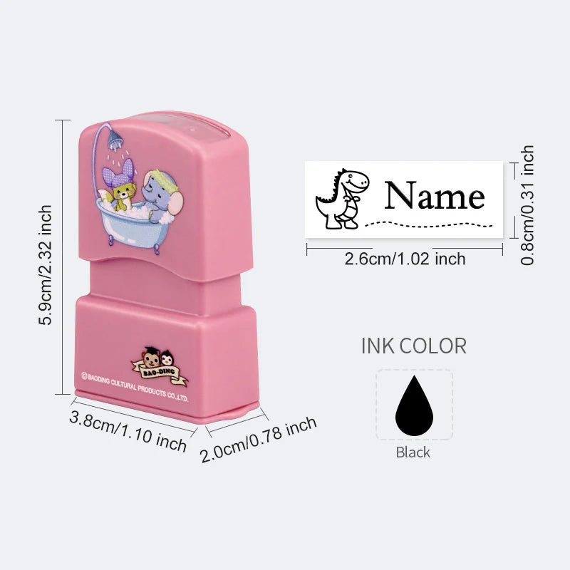 Personalized Kids Name Stamp-Custom Waterproof Seal Stamps for School,Durable Non-Fading Ink, Travel Case & Educational Tools