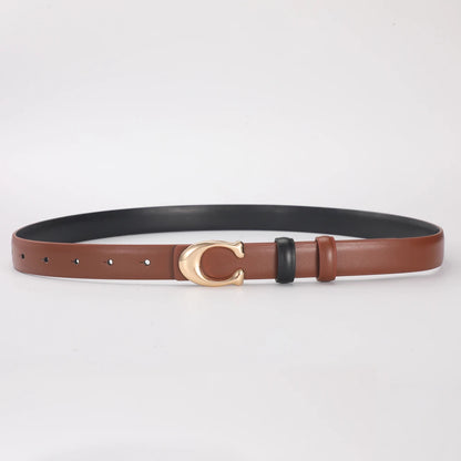Women's Fashionable Belt C-shaped Buckle Smooth Buckle Temperament Double-sided Gift For Mother Using Belt