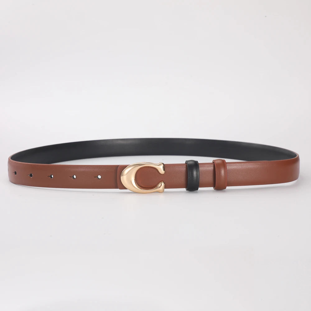 Women's Fashionable Belt C-shaped Buckle Smooth Buckle Temperament Double-sided Gift For Mother Using Belt - C / 100cm