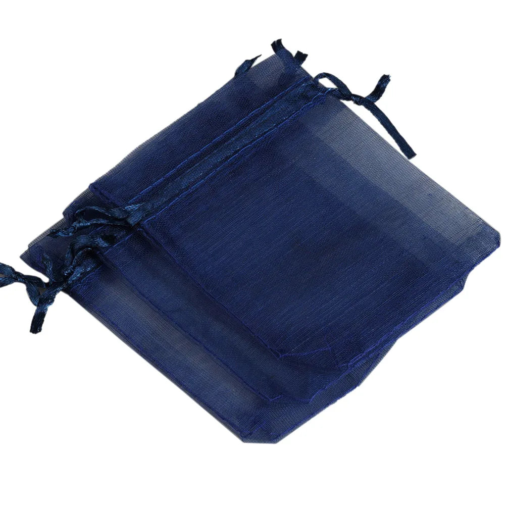 50/100pcs/lot Organza Gift Bag For Jewelry 24 Colors Drawstring Pouches For Wedding Christmas Candy Gift Bags Jewelry Packing