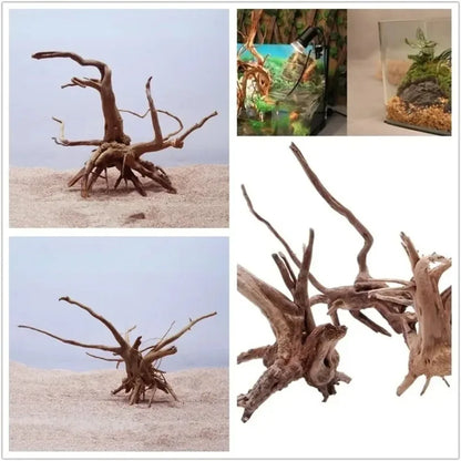 Natural Tree Trunk Driftwood Aquarium Fish Tank Reptile Cylinder Plant Root Wood Decoration Accessory for Aquatic Environment