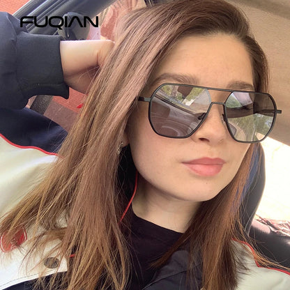 Luxury Metal Photochromic Sunglasses Men Women Fashion Polarized Sun Glasses Stylish Chameleon Anti-glare Driving Shades UV40