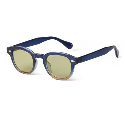 Vintage Fashion Shell Round Sunglasses Women Men 2024 Brand Design Retro Rivet Yellow Blue Lens Square Sun Glasses Female UV4