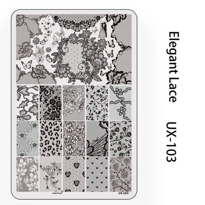 UX Serial 2 Stainless Steel Stamping Plate Template Abstract Vintage Fabric Texture Pattern Xmas Halloween Floral LaceUX52 - 