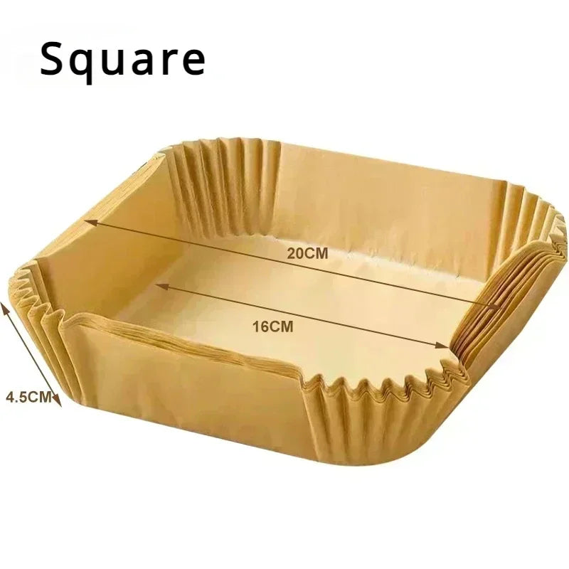 100 Air Friyer Liners Paper Square Round Parchment Disposable Paper Liner for Air Fryer Roasting Non-Stick Baking Accessories