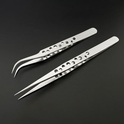 Industrial Tweezers Electronics Anti-static Curved Straight Tip Precision Stainless DIY Hand Tools Sets Forceps Phone Repair 