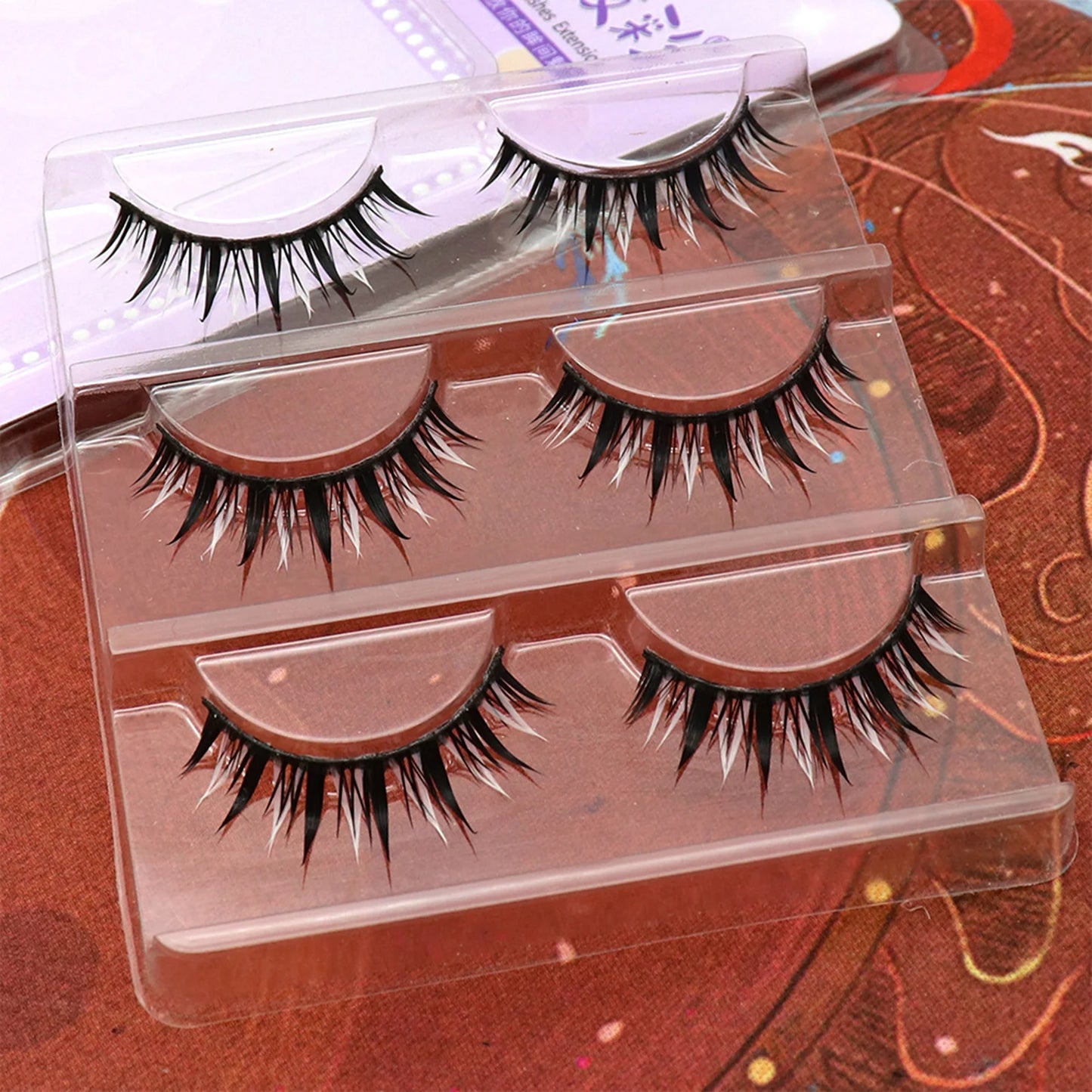 White Feather Lashes Strips Manga Cosplay False Eyelashes Full Srip Cluster Lashes Extensions Halloween Christmas Party Makeu