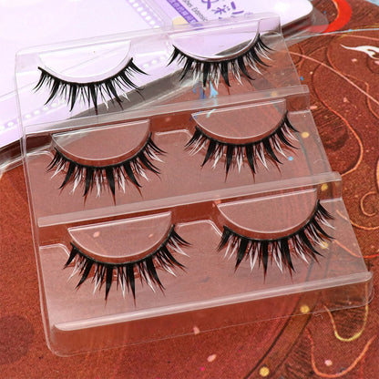 White Feather Lashes Strips Manga Cosplay False Eyelashes Full Srip Cluster Lashes Extensions Halloween Christmas Party Makeu