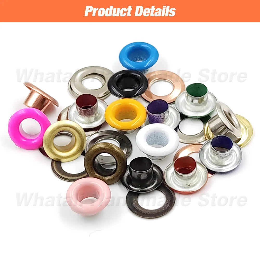 100 Sets 4mm Metal Eyelets Grommet Ring With Washer Multicolor For Scrapbooking Shoes Belt Cap Bag Tags Clothes DIY Leathercr