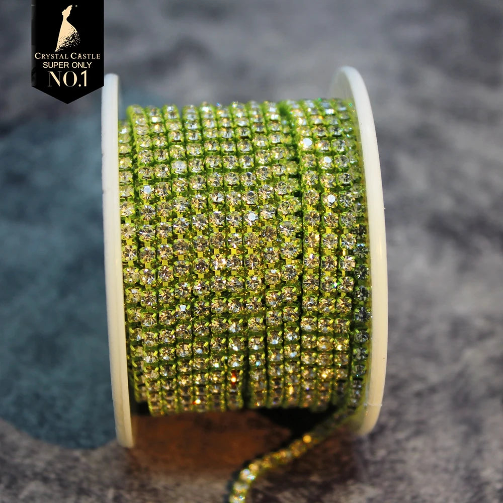 Rhinestones Chain Roll Tassel 1/10Yard Crystal Ribbon Strass Banding Sew On Gold Rhinestone Trim Strip Cup Chains For Needlew