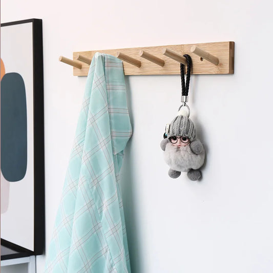 Wall Mounted Hanger Room Hooks Key Hallway Storage Holders Practical Decoration Nordic Bamboo Door Clothes Hats Robe Back Rac