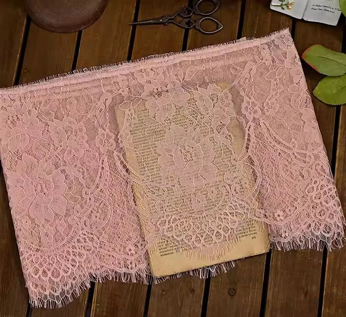 26cm Wide Eyelashes Lace Trim DIY Handmade Decoration Clothing Wedding Dress Lace Skirt Sleeve Accessories Fabric - peach