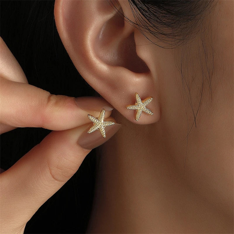 Vintage Metal Shell Stud Earrings for Women Trendy Accessories Personalization Jewelry Earrings Daily Wear Creative Jewelry G