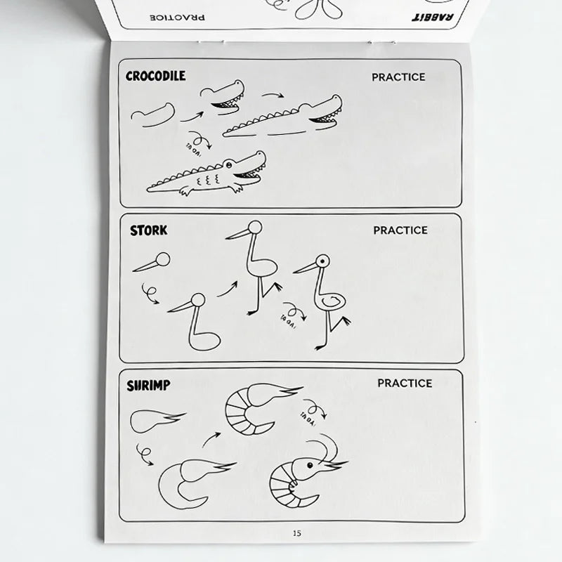 96 Animal Patterns, 32 Pages, Learn To Draw Animals, How To Draw: Teaching Drawing Book, Simple 4 Steps To Complete Drawing