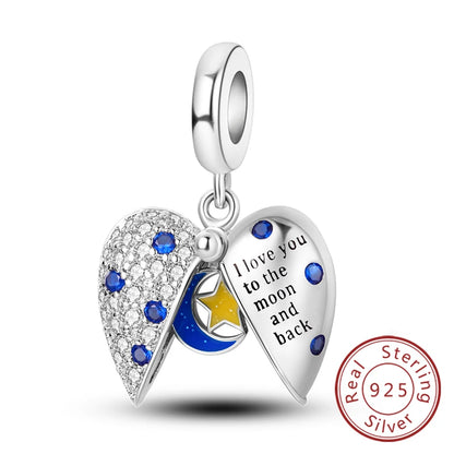 925 Sterling Silve Charms Beads Forever Love Heart Sister Family Life Charms Dangle For Bracelet Woman Jewelry Gifts - KTC766