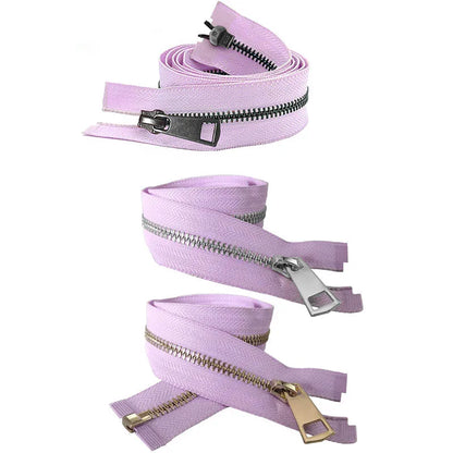 20/30/40/50/60/70/80cm 5# Colorful Open-End Auto Lock Metal Zipper DIY Handcraft For Clothing Pocket Garment Shoes - Purple