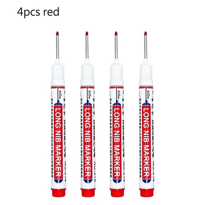 4/12 Pcs Waterproof Long Head Markers Deep Hole Marker Pen for Metal Carpenter Red/Black/Blue/Green Ink Woodworking Tools Mar