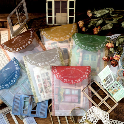 10 Sheets Vintage Hollow Door Window Sticker Diy Diary Decoration Plant Flower INS Sticker Album Scrapbooking Kawaii Statione