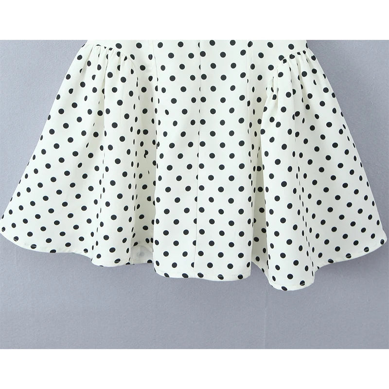 YENKYE French Style Retro Polka Dot Deep V Halter Dress Women Sexy Backless A-line Slim Sweet Elegant Mini Dresses Summer Rob