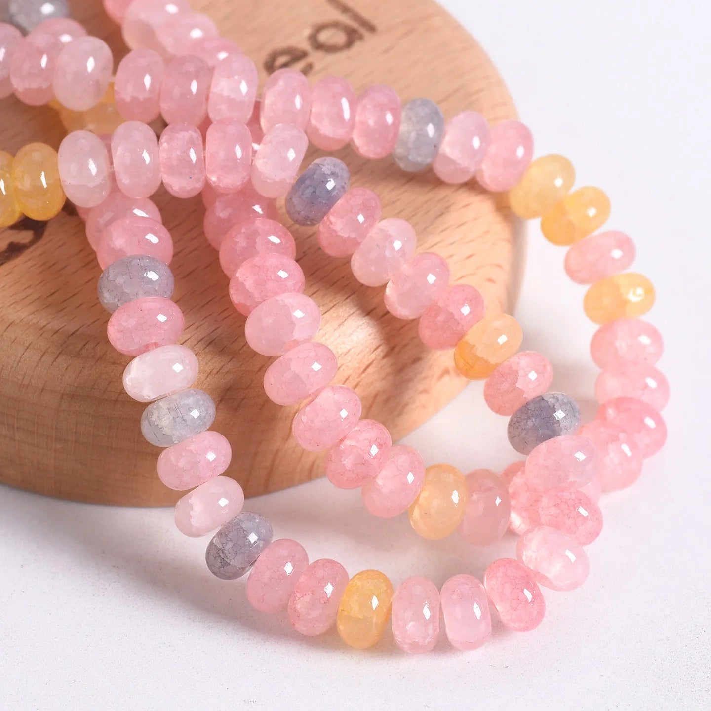 50pcs Mixed Colors Rondelle Shape 8x5mm Opaque Glass Loose Spacer Beads Lot For Jewelry Making DIY Bracelet Findings - Deep P