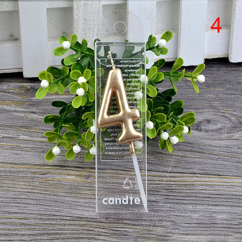 1Pcs Gold Happy Birthday Number Cake Candles 0 1 2 3 4 5 6 7 8 9 Cake Topper Kids Girls Boys Bar Baby Party Supplies Decorati