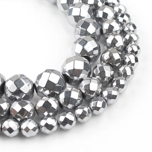 Natural Stones Rhodium Rose Gold Plated Hematite Round Loose Mineral Beads for Bracelet DIY Jewelry Making 15inch 2/3/4/6/8/1