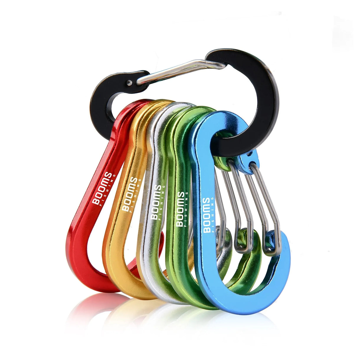 Booms Fishing CC1 6Pcs Aluminum Alloy Carabiner Keychain Outdoor Camping Climbing Snap Clip Lock Buckle Hook Fishing Accessor