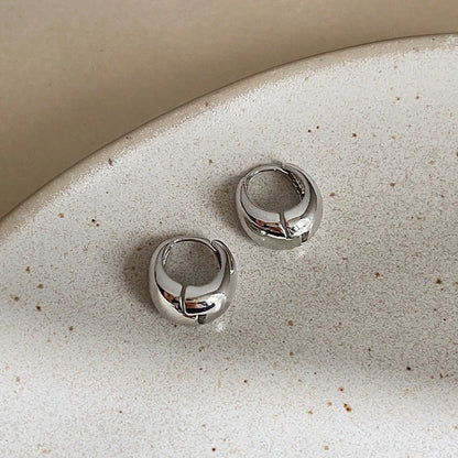 925 Sterling Silver Round Stud Earrings for Women Simple Inlaid Design Hoops Earrings Wedding Party Jewelry Accessories Gifts